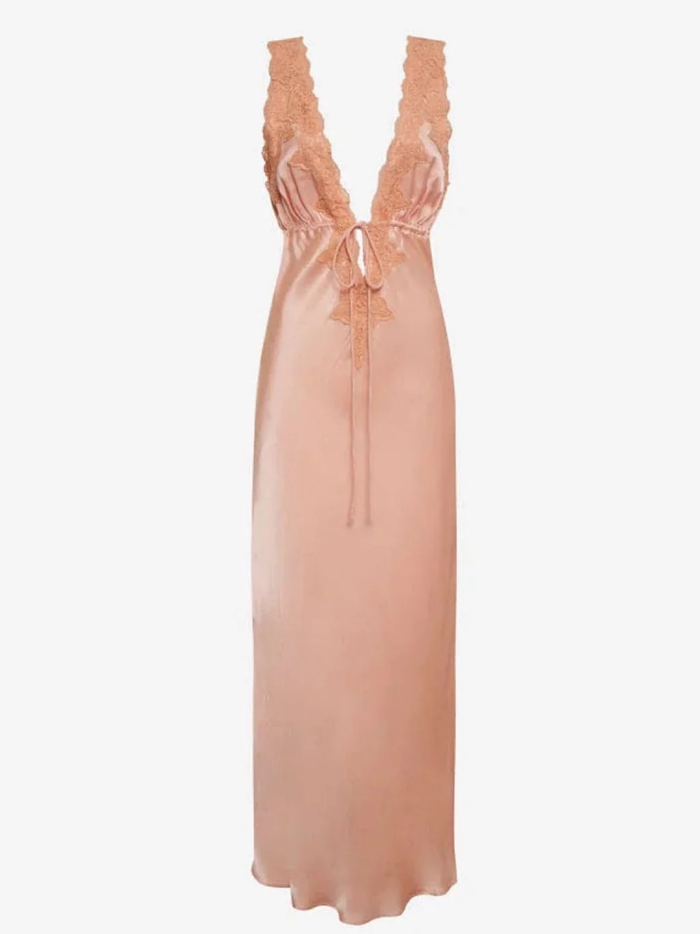 Rumored Peach Lace-Trim Maxi Slip Dress